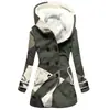 Casaco Trench Coat Feminino 2023 Novo, Quente para o Inverno, Estilo Europeu e Americano, Patchwork Colorido, Com Capuz, Venda Quente Transfronteiriça, Atacado