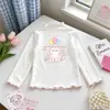 En StockBlusa Base para Niña 2026 Primavera/Otoño Nuevo Estilo Coreano Volante Linda Manga Larga Top para Niña Pequeña