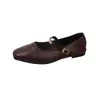 Sapatilhas Baixas com Bico Quadrado Estilo Francês para Mulheres 2026 Outono Novo Estilo Sola Plana Retro Versátil Sapatos Mary Jane Sapatos Elegantes para a Noite