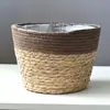 Cesta de Flor de Palha Feita à Mão Balde Abraço Conjunto Cesta Decoração de Mesa Ornamento Rattan Cesta de Armazenamento de Plantas Verdes Cesta de Flores para Madrinha