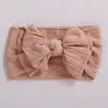 Faixa de cabelo fofa e macia para bebê transfronteiriça moda comércio exterior europeu e americano laço de camada dupla nylon elástico faixa de cabelo larga infantil