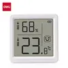 Medidor Digital de Temperatura y Humedad Deli Le523 Reloj de Alta Precisión para Interiores del Hogar Termómetro de Pared para Temperatura y Humedad