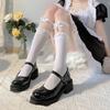 Meias de punho com tiras cruzadas femininas verão fino lolita jk laço bonito meias japonesas lolita net