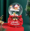 Caixa de música de bola de cristal de Natal com luzes coloridas e neve automática, um item decorativo para vitrines de shoppings, e um presente
