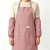 Delantal de tela a rayas para el hogar, resistente al aceite, bonito delantal de cocina de estilo coreano para hombres y mujeres, impermeable, publicitario, con manga.