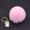 Llavero con forma de bola de pelo de conejo Rex de imitación, colgante de unicornio, colgante para bolso, llavero de peluche para coche.
