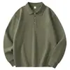 Camiseta de Manga Larga para Hombre Otoño 2026, Estilo de Negocios, Gama Alta, Ligera, Transpirable, Color Sólido, Polo con Cuello, Suministro Transfronterizo