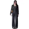Conjunto estiloso de outono para mulheres: um conjunto chique de três peças, que emagrece e valoriza a silhueta, apresentando um top de alcinha, um cardigã e calças pantalona
