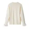 Ropa de Mujer Transfronteriza 2026 Moda Europea y Americana Casual Simple Suéter de Punto de Cuello Redondo de un Solo Botón con Puños Peludos para Mujer C93134