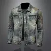 Jaqueta Jeans Rasgada Vintage Outono e Inverno Masculina Casual Tendência Marca Juventude Jeans Versátil Top Nostálgico Masculino