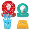 MM194 Científico ADN Fiesta Experimental Fiesta Navideña Pancarta Set de 4 Piezas para 8 Personas Bandeja de Papel Servilleta Vasos de Papel