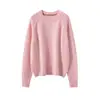 Suéter de Tricô Consinee 100% Caxemira Pura Estilo Preguiçoso Gola Redonda Florido Fio Solto para Mulheres com Textura Macia
