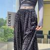 Calça Vintage de Veludo com Estampa de Leopardo de Perna Larga para Mulheres, Primavera Cintura Elástica Slim Fit Cordão Calças Retas, Alta Casual Comprimento Total