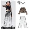 Traje de dança de jazz para meninas, moderno, moderno, moderno, dia de ano novo, roupas infantis, roupa da moda, estampa de leopardo, roupa para apresentação de dança infantil