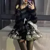 Diablo Subculture Loose Striped Gradient Sweater Rasgado Masculino e Feminino Lágrima Elástica Neutro Punk Comprimento Médio Tricotado
