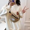 2024 Nuevo Estilo Moda Elegante Combinable Bolso Bandolera Estilo Japonés Lona Estampada de Dibujos Animados Riñonera Sencilla Casual para Mujer