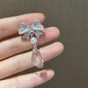 Pendientes de clip para oreja con diseño de luna, estrella y río, para mujer, sin orificios, con diamantes de imitación, perla, lazo, colgante de cristal, pendientes de clip para oreja, cara delgada