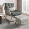 Sillón mecedor individual de lujo ligero con estampado de pata de gallo para balcón de casa, silla sofá perezoso, mecedora de madera maciza con reposapiés