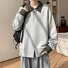 Sudadera a rayas para adolescentes, prenda exterior pesada para hombre, estilo streetwear americano, nueva colección de otoño 2026, cuello polo de retazos