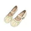 Zapatos de Mujer Plateados Estilo Retro Chanel Mary Jane 2026 Nuevos de Primavera/Verano Boca Baja Suela Suave Zapatos Individuales para Combinar con Vestidos Zapatos de Noche