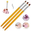 Transfronterizo Nuevo Set de 3 Piezas Barra de Metal Dorado Pluma de Gel para Manicure Pluma Redonda Francesa Pluma de Fototerapia Herramienta para Manicure