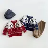 Cardigan Tricot Fofo de Pinguim para Meninas Inverno Bebê Jacquard Espessado Desenho Animado Cardigan Suéter Infantil zdm6681
