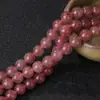 Cristal de Fresa Rojo Crudo Natural Cuentas Sueltas Cuentas Redondas Pulsera DIY Tipo Hielo Alta Transparencia Cuentas Redondas con Agujero Pasante Venta al por Mayor