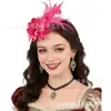 Acessórios de Cabelo Europeus e Americanos com Pena e Rede Topper Chapéu Flor Artificial Flor com Estames Aro de Cabelo Moda Retrô Elegante