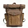 Mochilas Retrô Europeias e Americanas para Homens e Mulheres, Bolsas de Viagem para Computador em Lona Wax Oil, Mochilas para Esportes ao Ar Livre e Montanhismo