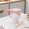 Taza de Cerámica Creativa Exquisita con Lazo de Corazón para Niña, Taza de Helado, Taza de Café de Alto Valor de Color, Vaso de Postre con Pie Alto