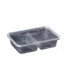Caixas de Almoço Descartáveis com Quatro Compartimentos, Caixas de Almoço para Viagem, Recipientes Retangulares Divididos de Grau Alimentício para Fast Food
