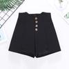 Shorts Casuais Pretos para Mulheres, Moda Primavera, Estilo Coreano, Cintura Alta, Elástico, Emagrecimento, Botão Único, Corte Reto 3121