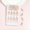 24 Peças de Unhas Amêndoa com Glitter Prata Francesa Ins Mesmo Estilo Unhas Usáveis Outono e Inverno Novo Esmalte Branqueador