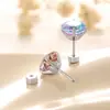 Henson Color Doble Gradiente Corte Rosa Circonita Acero de Titanio Tornillo Hélice Hélice de Oreja Uña de Oreja Nicho Pendientes de Alta Gama para Niña