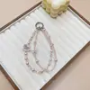 Corrente de Celular Feminina Criativa Ins Moda Pingente de Celular DIY Feito à Mão Pérola Cristal Strass Corrente Dupla Cordão Novo Estilo