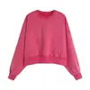 Sudadera corta vintage de algodón para mujer de 400 g, lavada, cuello redondo, top cropped con teñido vibrante, top de mujer transfronterizo europeo y americano para otoño e invierno