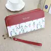 Billetera Larga para Mujer al por Mayor del Fabricante Doble Cremallera Costura Pequeña Floral para Niñas Moda Simple Bolso de Mano de Gran Capacidad