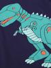2025 Camiseta de Manga Larga de Algodón Puro para Niños, Dibujos Animados, Casual, Moda, Primavera y Otoño, Nueva, Cuello Redondo, Top de Dinosaurio para Niños