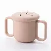 Copo de beber para bebês de 1 a 3 anos, silicone de grau alimentício, copo de lanche infantil, copo com canudo de grande capacidade, um copo de uso duplo