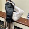 Jaqueta de Algodão com Penas Mais Vendida Outono e Inverno Bolsa Tote para Mulheres, Bolsa de Grande Capacidade para o Dia a Dia, Bolsa Versátil para Viagem com Ombro e Transversal para Transmissão ao Vivo