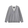 Suéter de Punto Perezoso de Algodón Estilo Coreano Falso Dos Piezas 2026 Unisex Top para Viajar Moda Versátil Primavera/Otoño