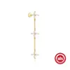 Prata Esterlina S925 Corrente com Franja Strass Cabeça Plana Piercing Rosqueado Osso da Orelha Stud Brinco shein Brinco Anel para Osso da Orelha