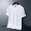 Camiseta Casual de Verano para Hombre, Transpirable de Seda de Hielo Elástica con Cuello Redondo de Color Sólido, Cómoda Camisa de Manga Corta a la Moda