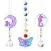Colgante de cristal al por mayor suministro transfronterizo decoración de jardín serie de mariposas de colores gatito atrapasoles de cristal campanilla de viento