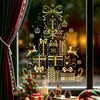 Pegatinas de vidrio navideñas, decoraciones electrostáticas para árbol, pegatinas para ventana, pegatinas doradas para puerta, pegatinas decorativas de ambiente navideño, hoja completa