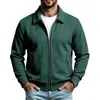 Chaqueta de otoño para hombre de color liso con textura de gofre, solapa y dobladillo acanalado, prenda exterior casual de manga larga para exportación a Europa y América