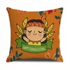 Funda de almohada de lino con estampado de pavo para personaje Sala de estar Dormitorio Funda de cojín Tela de lino al por mayor Sofá Moderno Sencillo
