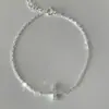 Pulsera de Cruz de Plata Pura S999 Estilo Coreano Estilo Lujo Ligero Diamante Brillante Exquisita Moda Simple Versátil Diseño de Nicho Joyería de Mano