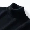 Suéter Masculino de Cashmere com Gola Alta, Novo Outono/Inverno Cor Sólida Solto Tricô Grosso, Camisa Básica Casual Simples, Preto