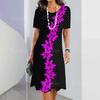 Novo Vestido Feminino 2024 Estampa de Borboletas e Floral Vestido Elegante de Comprimento Médio Vestido Feminino